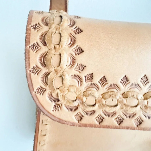 Vintage Natural Leather Rectengular Shoulde Crossbody  Bag - Picture 7 of 7